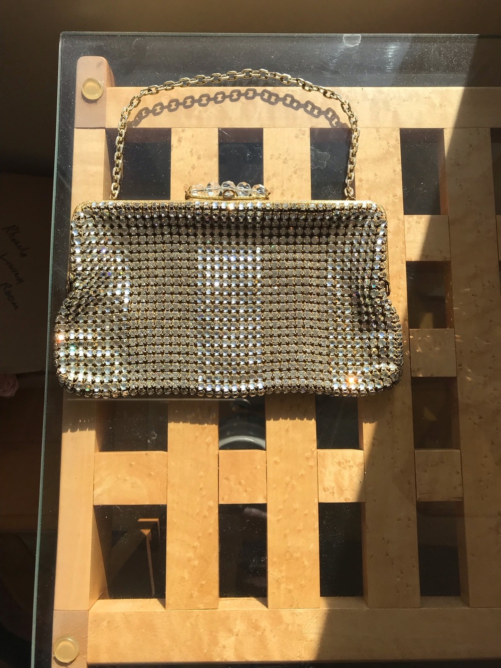 Crystal-Embellished Evening Clutch Handbag - Gold